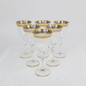 Italienskt Kristallglas - Vinglas - Acqua Adagio Design - 24k Guld och Platina