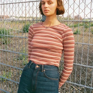 Jessy LS T-Shirt Banded Rib, Wine Xs