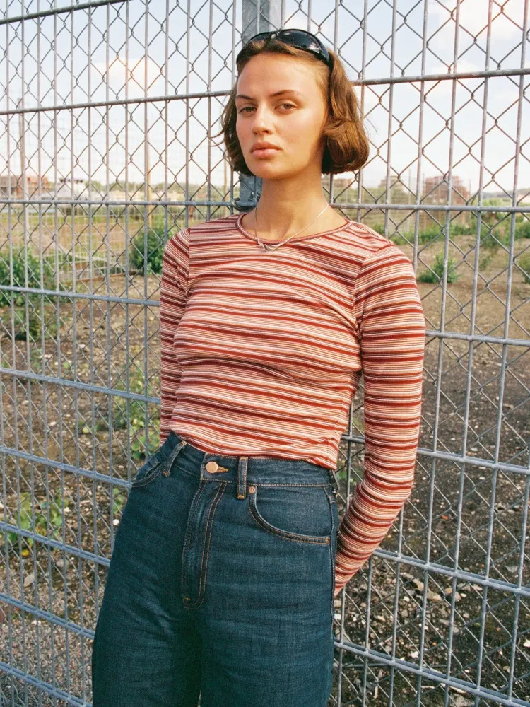 Jessy LS T-Shirt Banded Rib, Wine Xs