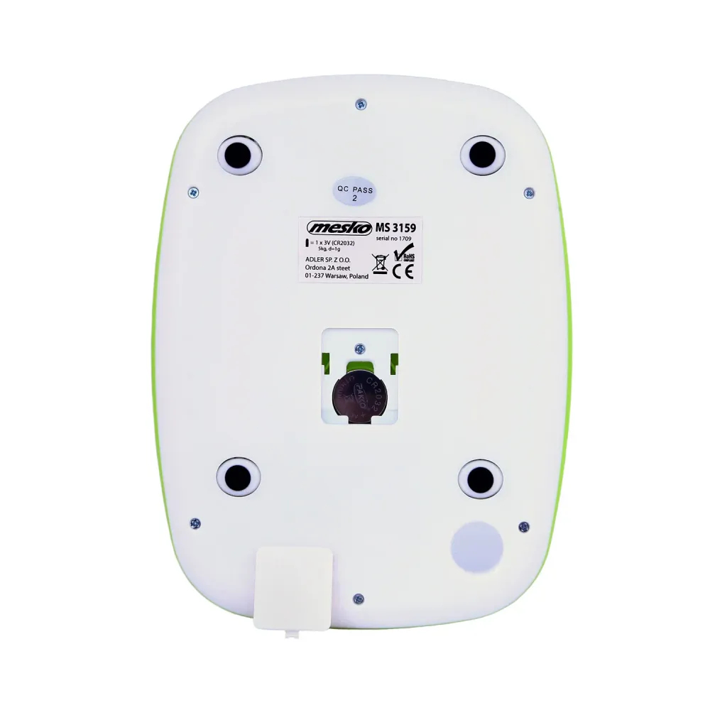 Mesko köksvåg, LCD-display, upp till 5 kg, tarering, grön, MS 3159g