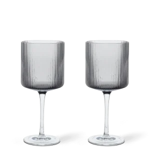 Ripple Ruby Wine Glasses - Set 2 - Smoked Grey