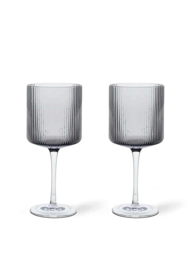 Ripple Ruby Wine Glasses - Set 2 - Smoked Grey